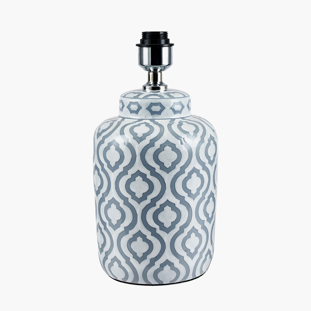 Celia Grey and White Pattern Ceramic Table Lamp - Base Only